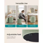 SONGMICS Sgabello da Toeletta, Set da 2, Pouf Contenitore Rotondo, Tavolino da Caffè Piccolo, Poggiapiedi, Coperchio Rimovibile, Facile da Montare, Pile di Peluche