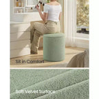 SONGMICS Sgabello da Toeletta, Set da 2, Pouf Contenitore Rotondo, Tavolino da Caffè Piccolo, Poggiapiedi, Coperchio Rimovibile, Facile da Montare, Pile di Peluche
