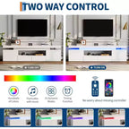 Mobile TV per televisori da 75/80/85 pollici, mobile da intrattenimento moderno lucido, ripiani in vetro, tavolo console multimediale per soggiorno e camera da letto