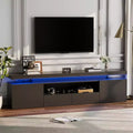 TV Stand for 75/80/85 Inch TV, Modern High Gloss Entertainment Center, Glass Storage Shelves, Media Console Table for Living Room & Bedroom