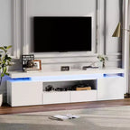 Mobile TV per televisori da 75/80/85 pollici, mobile da intrattenimento moderno lucido, ripiani in vetro, tavolo console multimediale per soggiorno e camera da letto