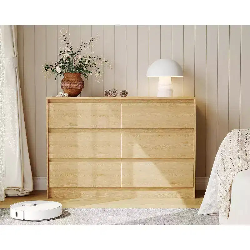 Acekool Camera da Letto Cassettiera a 6 cassetti da 120 cm Comò Organizer per Armadio in Legno Finitura Rovere Naturale