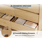Acekool Camera da Letto Cassettiera a 6 cassetti da 120 cm Comò Organizer per Armadio in Legno Finitura Rovere Naturale