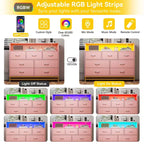 Comò a 7 cassetti, Comò in legno con luci a LED e stazione di ricarica, Cassettiera con grande capacità di archiviazione per camera da letto, soggiorno, corridoio