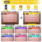 Comò a 7 cassetti, Comò in legno con luci a LED e stazione di ricarica, Cassettiera con grande capacità di archiviazione per camera da letto, soggiorno, corridoio