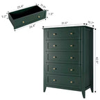Comò alto a 5 cassetti con cassetti profondi, manopole in metallo, cassettiera moderna in legno per camera da letto, ingresso, corridoio