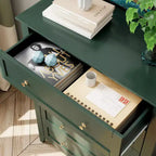 Comò alto a 5 cassetti con cassetti profondi, manopole in metallo, cassettiera moderna in legno per camera da letto, ingresso, corridoio