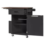 Whisen 39.3 Isola da Cucina con Ripiano, Carrello da Cucina Portatile con Ruote e Ribalta, Portasciugamani, 1 Cassetto