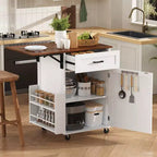 Whisen 39.3 Isola da Cucina con Ripiano, Carrello da Cucina Portatile con Ruote e Ribalta, Portasciugamani, 1 Cassetto