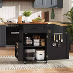 Whisen 39.3 Isola da Cucina con Ripiano, Carrello da Cucina Portatile con Ruote e Ribalta, Portasciugamani, 1 Cassetto