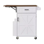 Whisen 39.3 Isola da Cucina con Ripiano, Carrello da Cucina Portatile con Ruote e Ribalta, Portasciugamani, 1 Cassetto