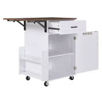 Whisen 39.3 Isola da Cucina con Ripiano, Carrello da Cucina Portatile con Ruote e Ribalta, Portasciugamani, 1 Cassetto