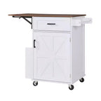 Whisen 39.3 Isola da Cucina con Ripiano, Carrello da Cucina Portatile con Ruote e Ribalta, Portasciugamani, 1 Cassetto