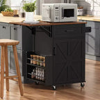 Whisen 39.3 Isola da Cucina con Ripiano, Carrello da Cucina Portatile con Ruote e Ribalta, Portasciugamani, 1 Cassetto