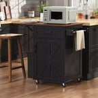 Whisen 39.3 Isola da Cucina con Ripiano, Carrello da Cucina Portatile con Ruote e Ribalta, Portasciugamani, 1 Cassetto