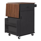 Whisen 39.3 Isola da Cucina con Ripiano, Carrello da Cucina Portatile con Ruote e Ribalta, Portasciugamani, 1 Cassetto