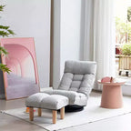 Poltrona da salotto girevole FurnitureR con pouf, poltrona reclinabile regolabile con poggiapiedi, sedia da gioco e meditazione per soggiorno camera da letto