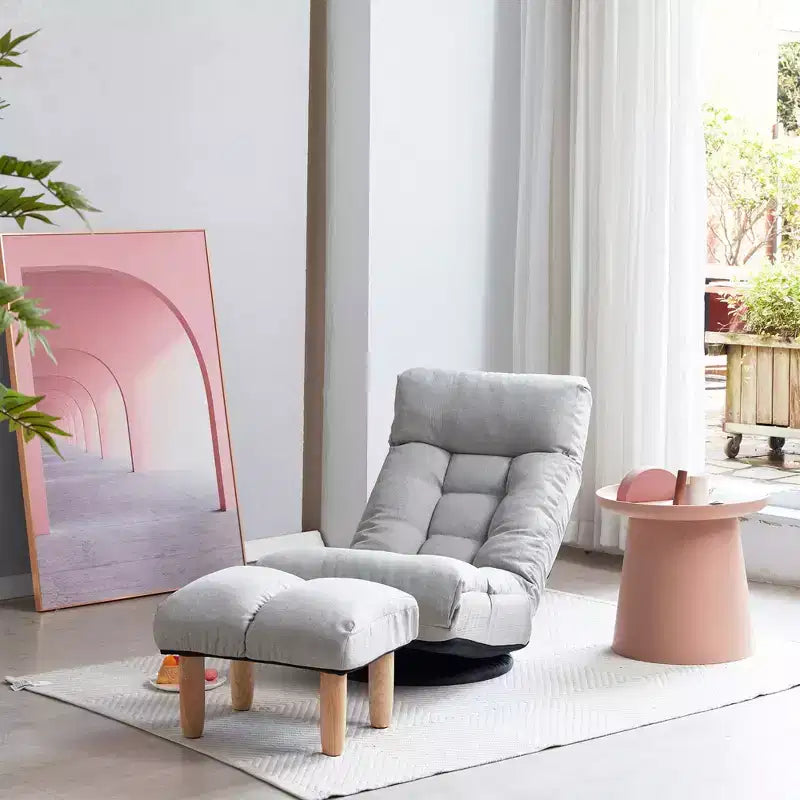 Poltrona da salotto girevole FurnitureR con pouf, poltrona reclinabile regolabile con poggiapiedi, sedia da gioco e meditazione per soggiorno camera da letto