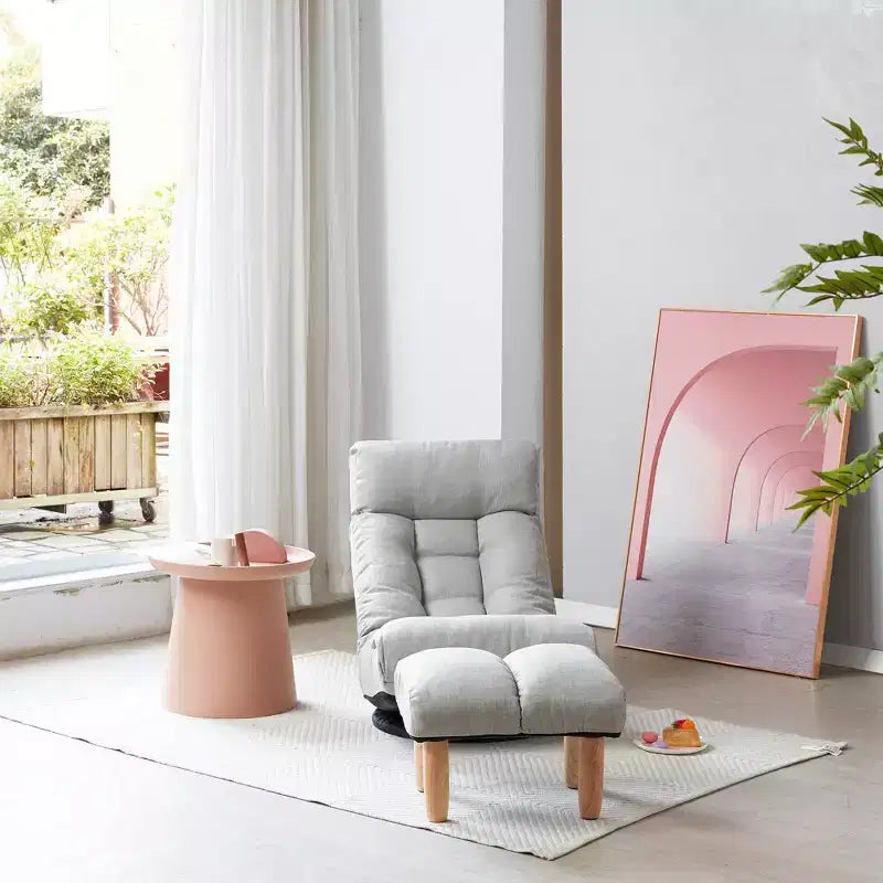 Poltrona da salotto girevole FurnitureR con pouf, poltrona reclinabile regolabile con poggiapiedi, sedia da gioco e meditazione per soggiorno camera da letto