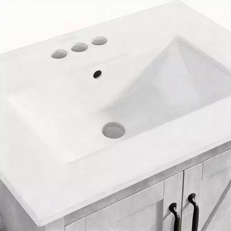 Mobile bagno moderno da 24/30 pollici con lavabo in ceramica 2 ante 1 cassetto, design contemporaneo autoportante per i vostri bagni