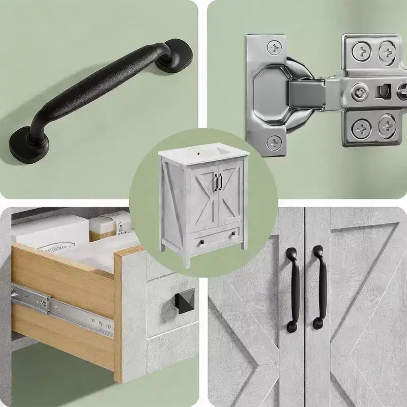 Mobile bagno moderno da 24/30 pollici con lavabo in ceramica 2 ante 1 cassetto, design contemporaneo autoportante per i vostri bagni