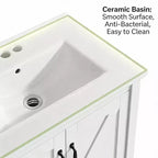 Mobile bagno moderno da 24/30 pollici con lavabo in ceramica 2 ante 1 cassetto, design contemporaneo autoportante per i vostri bagni