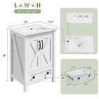 Mobile bagno moderno da 24/30 pollici con lavabo in ceramica 2 ante 1 cassetto, design contemporaneo autoportante per i vostri bagni
