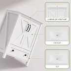 Mobile bagno moderno da 24/30 pollici con lavabo in ceramica 2 ante 1 cassetto, design contemporaneo autoportante per i vostri bagni