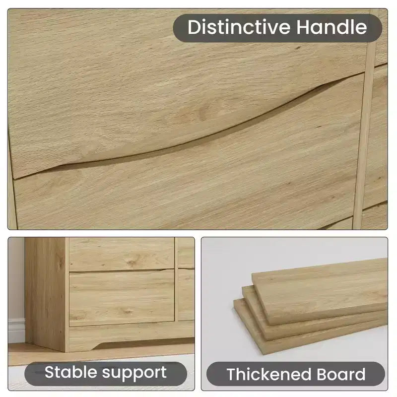 Comò moderno in legno a 9 cassetti - 150 cm di larghezza, contenitore profondo, design robusto per camera da letto e soggiorno