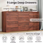 Comò moderno in legno a 9 cassetti - 150 cm di larghezza, contenitore profondo, design robusto per camera da letto e soggiorno