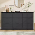 9-Drawer Modern Wooden Dresser - 59 Wide, Deep Storage, Sturdy Design for Bedroom & Living Room