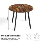 Karl Home Tavolo da pranzo rotondo moderno da 91,44 cm con robuste gambe in metallo, per cucine in spazi ridotti