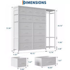 Scaffale appendiabiti a 16 cassetti con 2 ripiani, organizer autoportante alto per armadio, scaffale appendiabiti resistente per l'organizzazione e lo stoccaggio in camera da letto