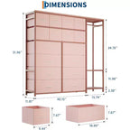 Scaffale appendiabiti a 16 cassetti con 2 ripiani, organizer autoportante alto per armadio, scaffale appendiabiti resistente per l'organizzazione e lo stoccaggio in camera da letto