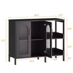 Madia Credenza Moderna in Legno con Ante in Vetro, Mobile Contenitore con Scaffali Regolabili per Cucina, Sala da Pranzo e Soggiorno