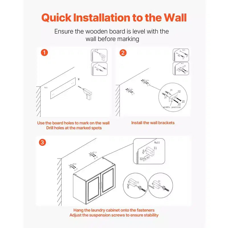 Pensile da Parete VEVOR per Lavanderia, Armadietto a Muro a 2 Livelli con Ripiano Regolabile, Mobile Contenitore con 4 Ante, Set di 2, Bianco