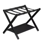 Stand Pieghevole in Bambù per Valigie con Ripiano, Cinghie Durevoli in Nylon, Capacità 50 kg per Camere da Letto, Camere per Ospiti, Soggiorni, Hotel