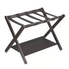 Stand Pieghevole in Bambù per Valigie con Ripiano, Cinghie Durevoli in Nylon, Capacità 50 kg per Camere da Letto, Camere per Ospiti, Soggiorni, Hotel