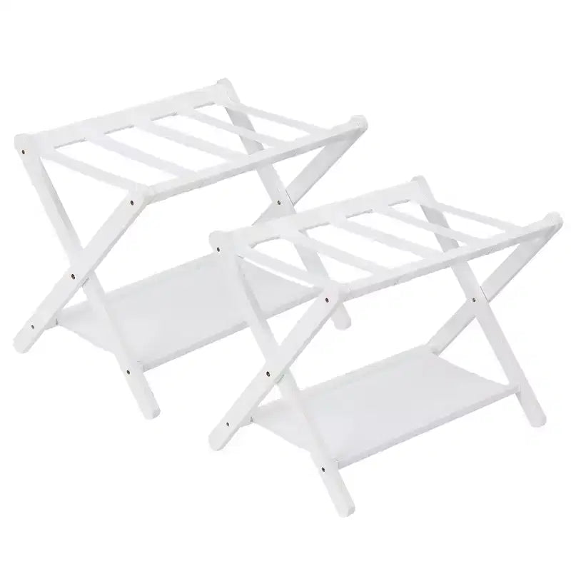 Stand Pieghevole in Bambù per Valigie con Ripiano, Cinghie Durevoli in Nylon, Capacità 50 kg per Camere da Letto, Camere per Ospiti, Soggiorni, Hotel