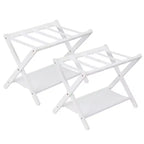 Stand Pieghevole in Bambù per Valigie con Ripiano, Cinghie Durevoli in Nylon, Capacità 50 kg per Camere da Letto, Camere per Ospiti, Soggiorni, Hotel