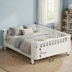 JVNOXK Letto a piattaforma in legno a grandezza naturale per bambini, letto basso a grandezza naturale con spondine per ragazze e ragazzi, bianco
