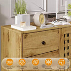 Armadietto contenitore, mobile bar con ripiani regolabili, credenza vintage, legno naturale