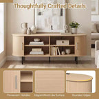 Mobile TV Costway con Scanalature per TV fino a 60 pollici, Mobile Porta TV Curvo Mid-Century Naturale/Noce