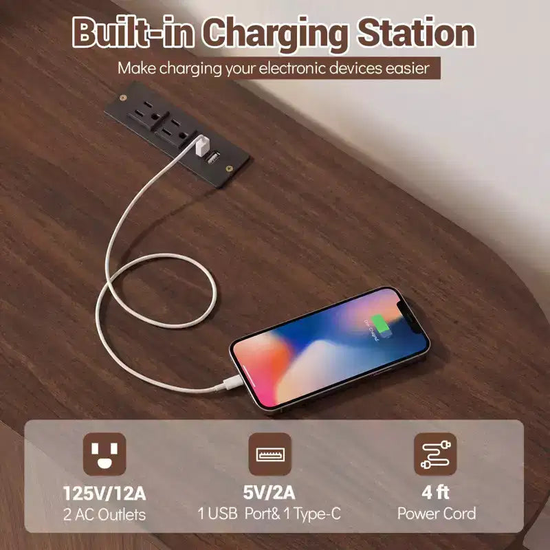 Mobile TV Costway con Scanalature per TV fino a 60 pollici, Mobile Porta TV Curvo Mid-Century Naturale/Noce