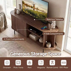 Mobile TV Costway con Scanalature per TV fino a 60 pollici, Mobile Porta TV Curvo Mid-Century Naturale/Noce