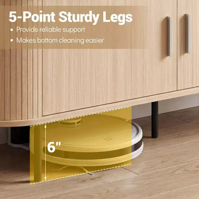 Mobile TV Costway con Scanalature per TV fino a 60 pollici, Mobile Porta TV Curvo Mid-Century Naturale/Noce
