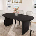 63 Inch Oval Dining Table with 2Upholstered Dining Chairs, Kitchen Table with Thick Sturdy Wooden Base, High Back Wood Dining Chair for Kitchen