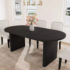 63 Inch Oval Dining Table with 2Upholstered Dining Chairs, Kitchen Table with Thick Sturdy Wooden Base, High Back Wood Dining Chair for Kitchen