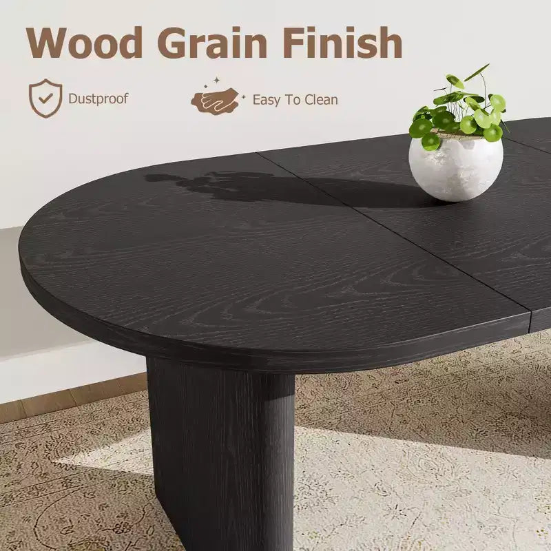 Tavolo da pranzo ovale da 63 pollici con 2 sedie da pranzo imbottite, tavolo da cucina con base spessa e robusta in legno, sedia da pranzo in legno con schienale alto per cucina