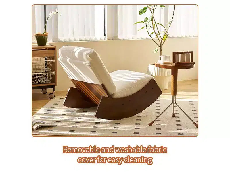 Sedia a dondolo retrò in legno massello per cameretta e soggiorno - Movimento oscillante fluido